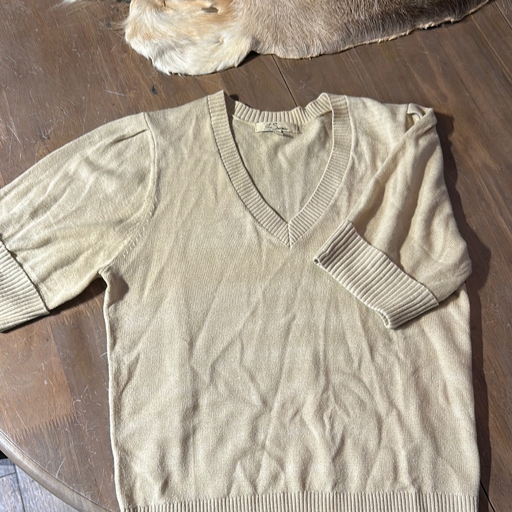 Men's Beige V-Neck Sweater
